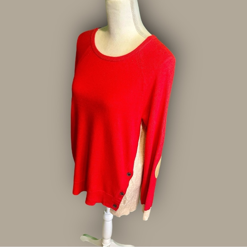 J. Crew Factory Red & Tan Colorblock Side Button … - image 5